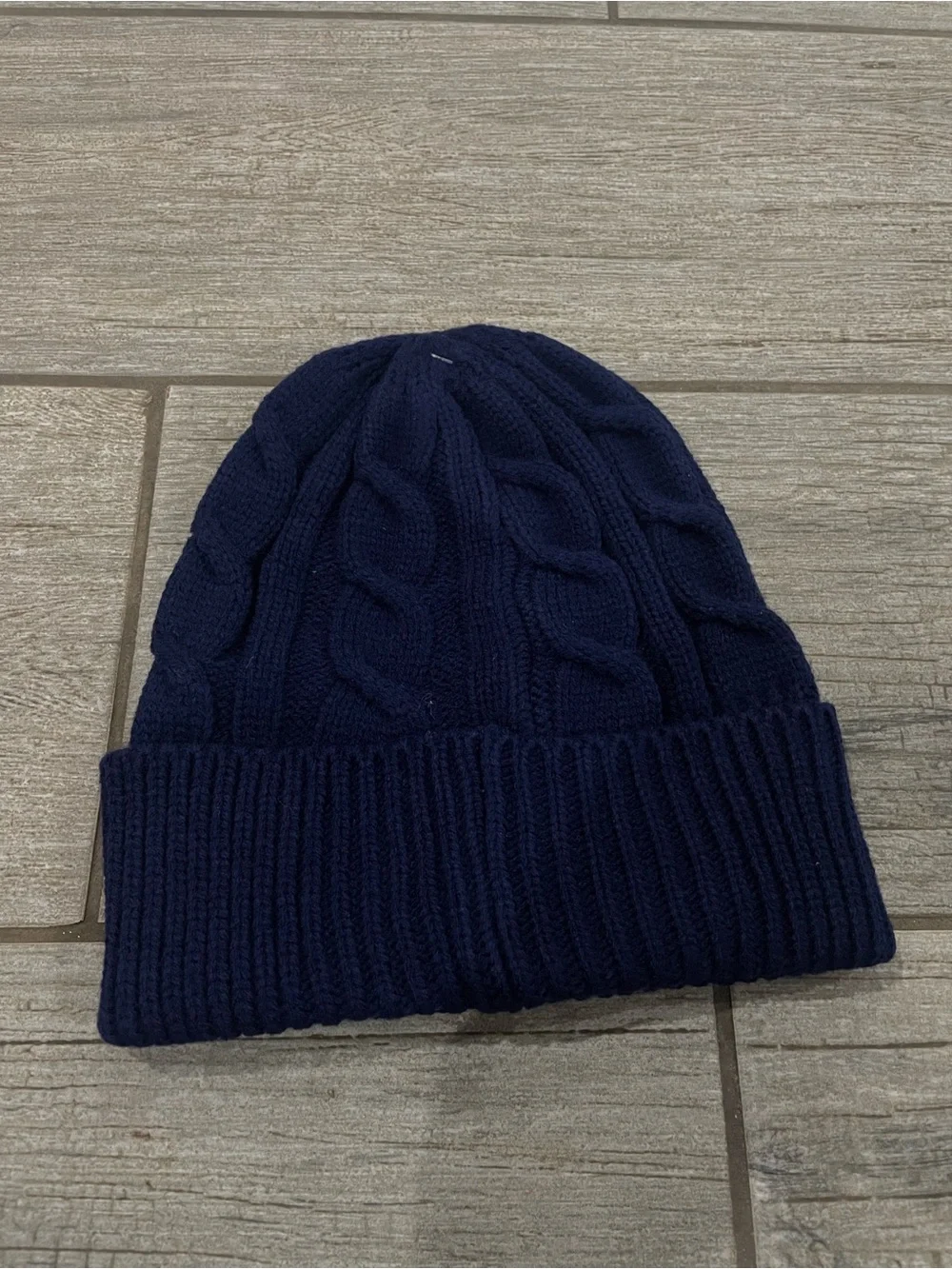 Polo by Ralph Lauren Navy Cable Knit Beanie with White Polo Logo